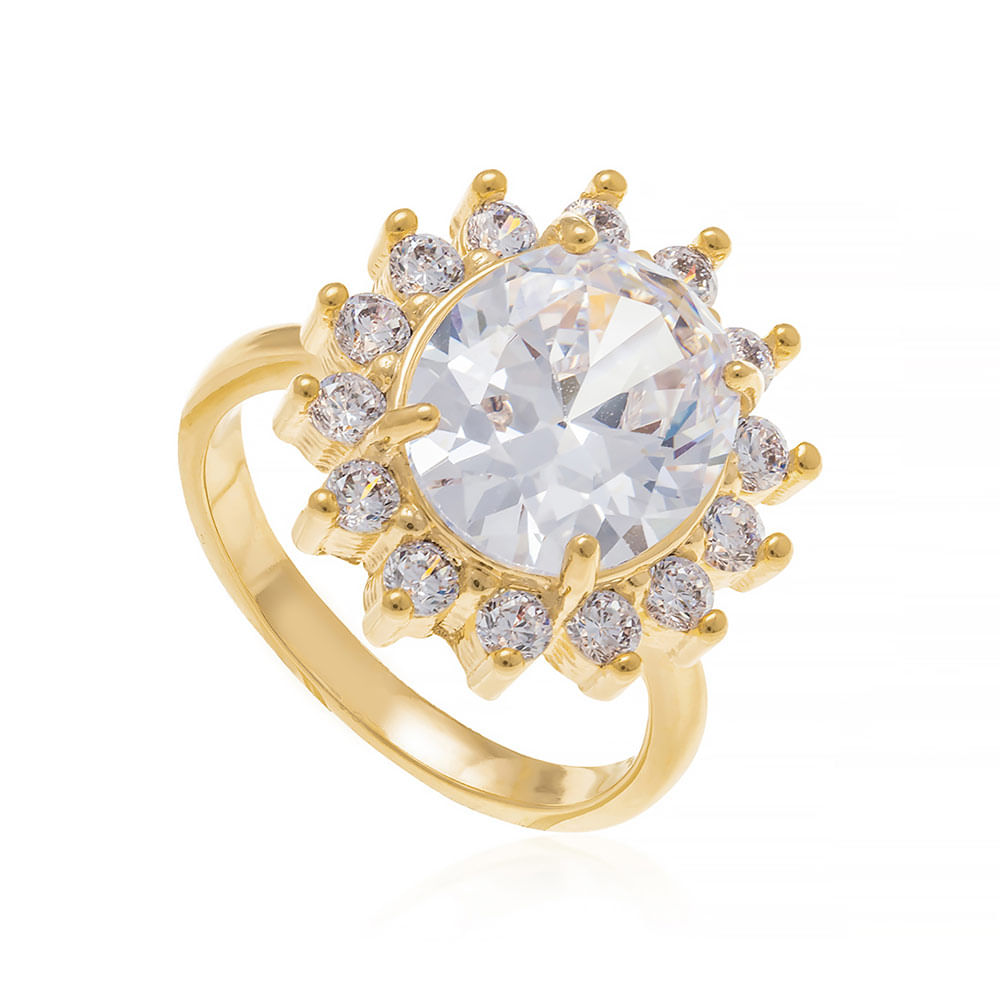 Anéis | JOIA BANHADA OURO 18K | ANEL BANHADO A OURO 18K COM CRISTAL COM ...